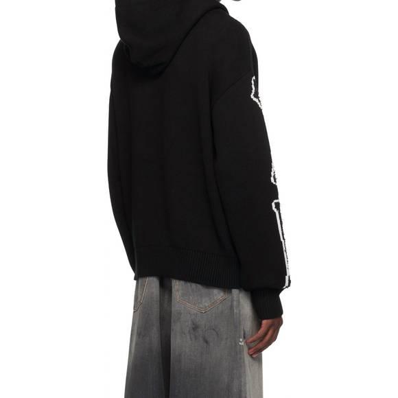 NEW AMIRI bones logo embroidered knit hoodie in black - Picture 2 of 3